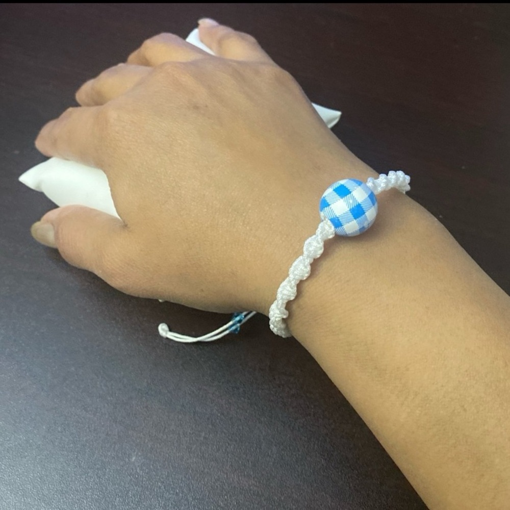 Blue and White friendship Woven Adjustable  Bracelet